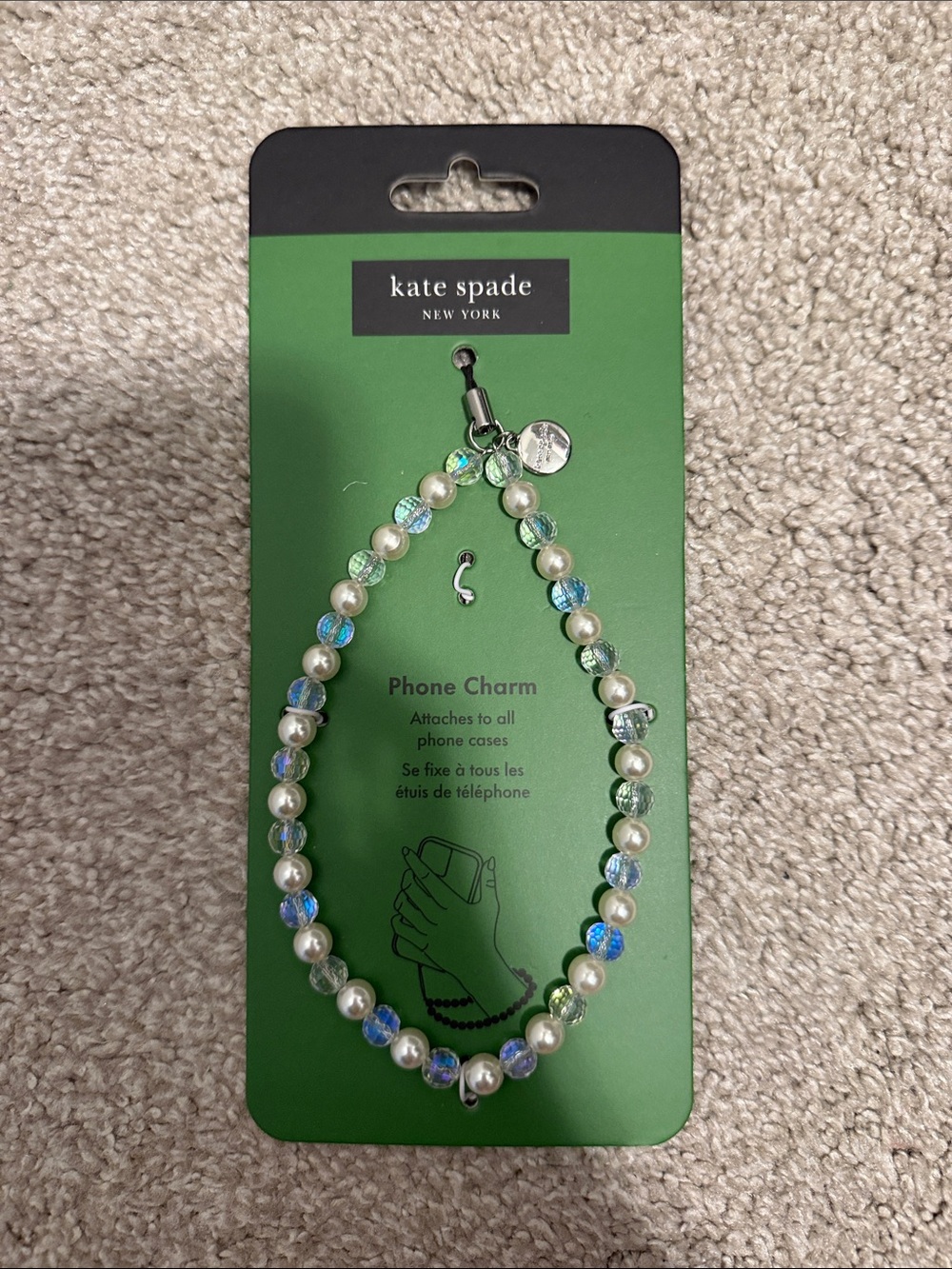 kate spade Blue Iridescent Bead & Pearl Phone Charm